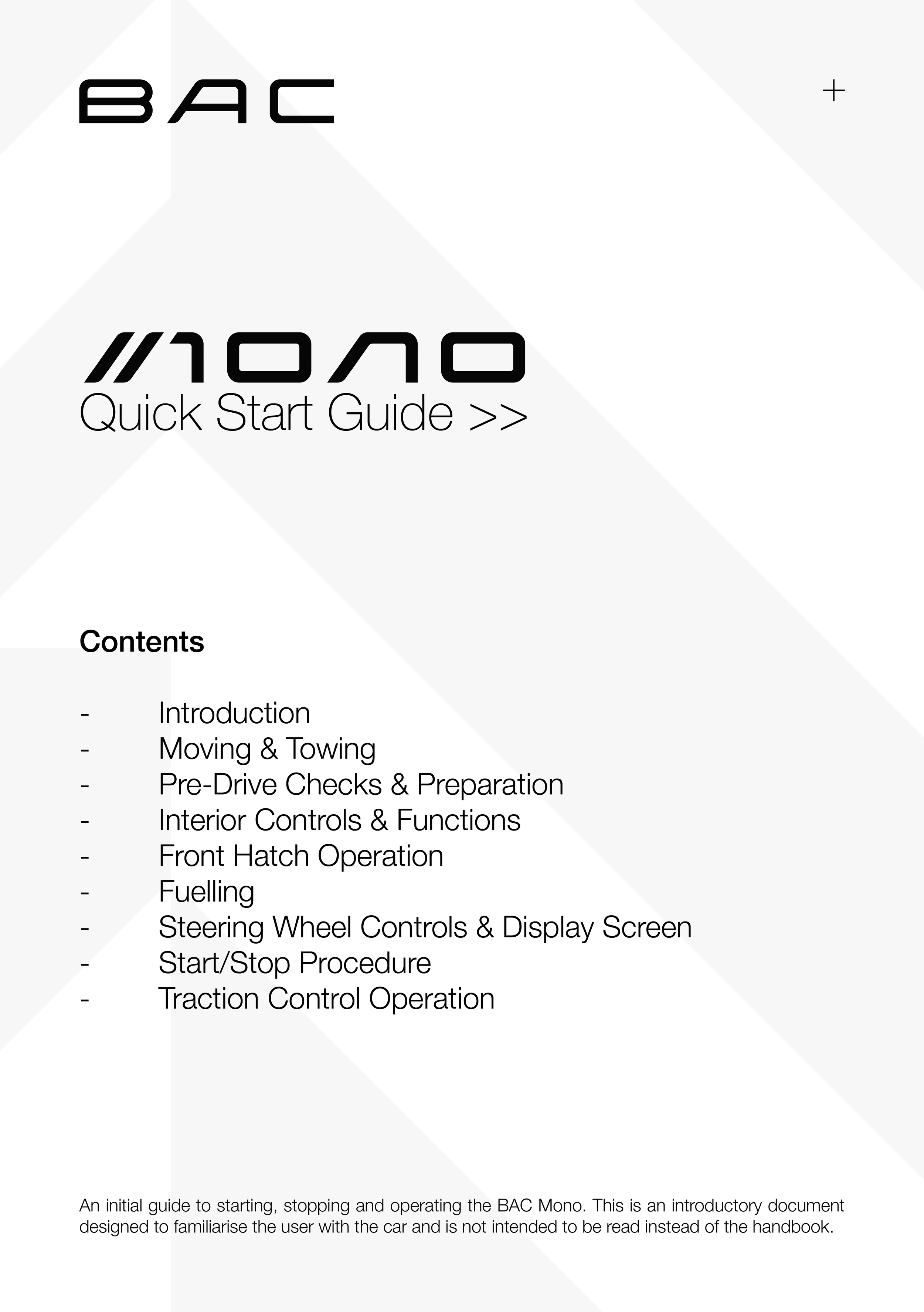 Quick Start Guide (Mono X) — BAC